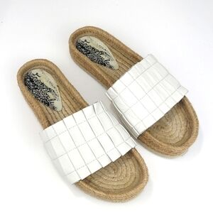 Free People White Leather Espadrille Slides 9.5